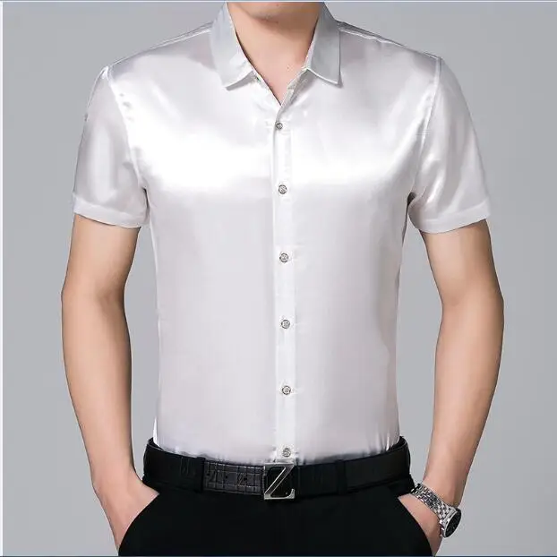 Aliexpress.com : Buy High Quality male short sleeve silk shirt 2017 ...