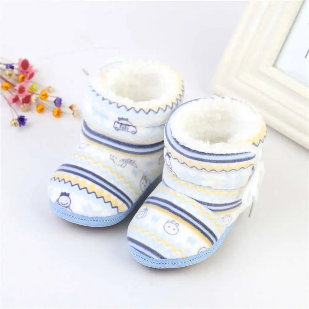 WEIXINBUY, Детские Зимние теплые хлопковые пинетки для малышей, для девочек и мальчиков мягкая детская обувь, новорожденные обувь; зимняя обувь - Цвет: Синий