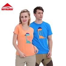 ROYALWAY Для мужчин Для женщин Кемпинг Пеший Туризм футболки Открытый Рыбалка короткий рукав o-образным вырезом Новое поступление года# RFTM2156G и RFTL2157