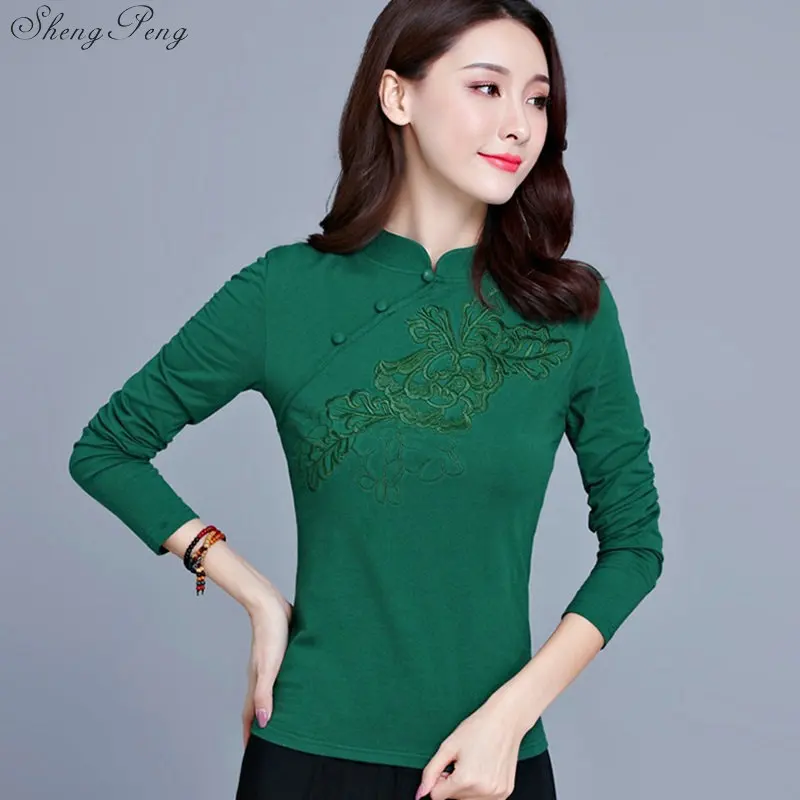 

Traditional chinese clothing for women cheongsam top womens tops and blouses elegant ladies retro style tops Q607
