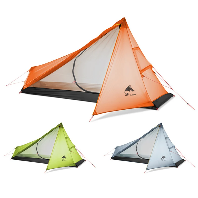 

3F UL GEAR Oudoor Ultralight Camping Tent 3 Season Single Person Professional 15D Nylon Silicon Coating Rodless Tent