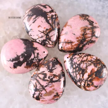 

Free Shipping Natural Stone Water Drop Pink Rhodonite Pendant 1Pcs K212