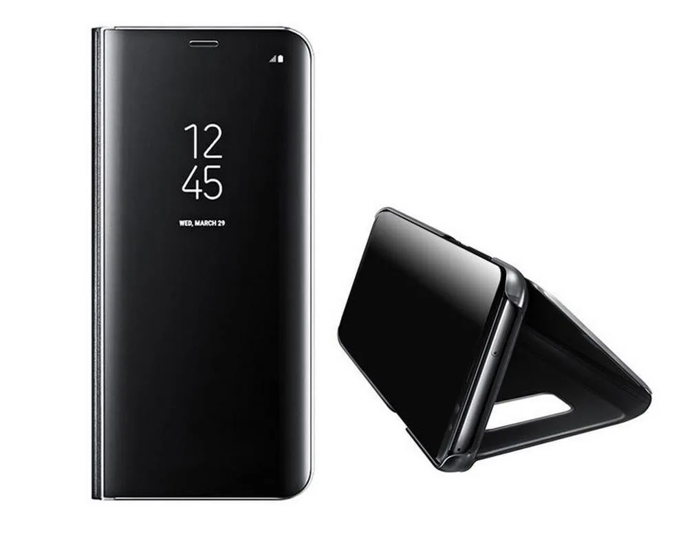 2018 J4 флип кейсы кожаный чехол для Samsung J6 смарт зеркало просмотра Капа глянцевый