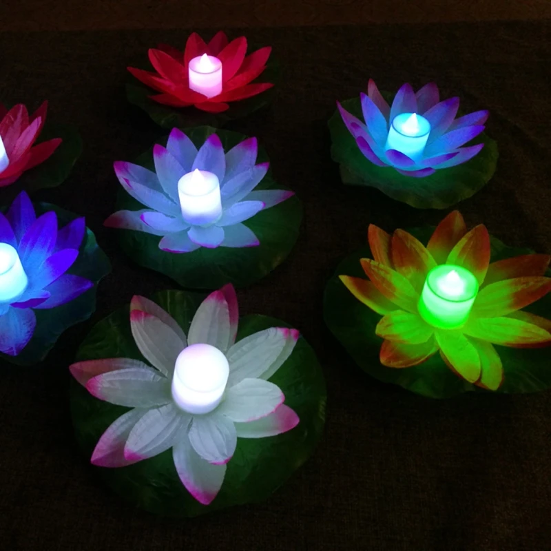 

LED Floating Lotus Flower Lamps On Water Swimming Pool Garden Decoration Light