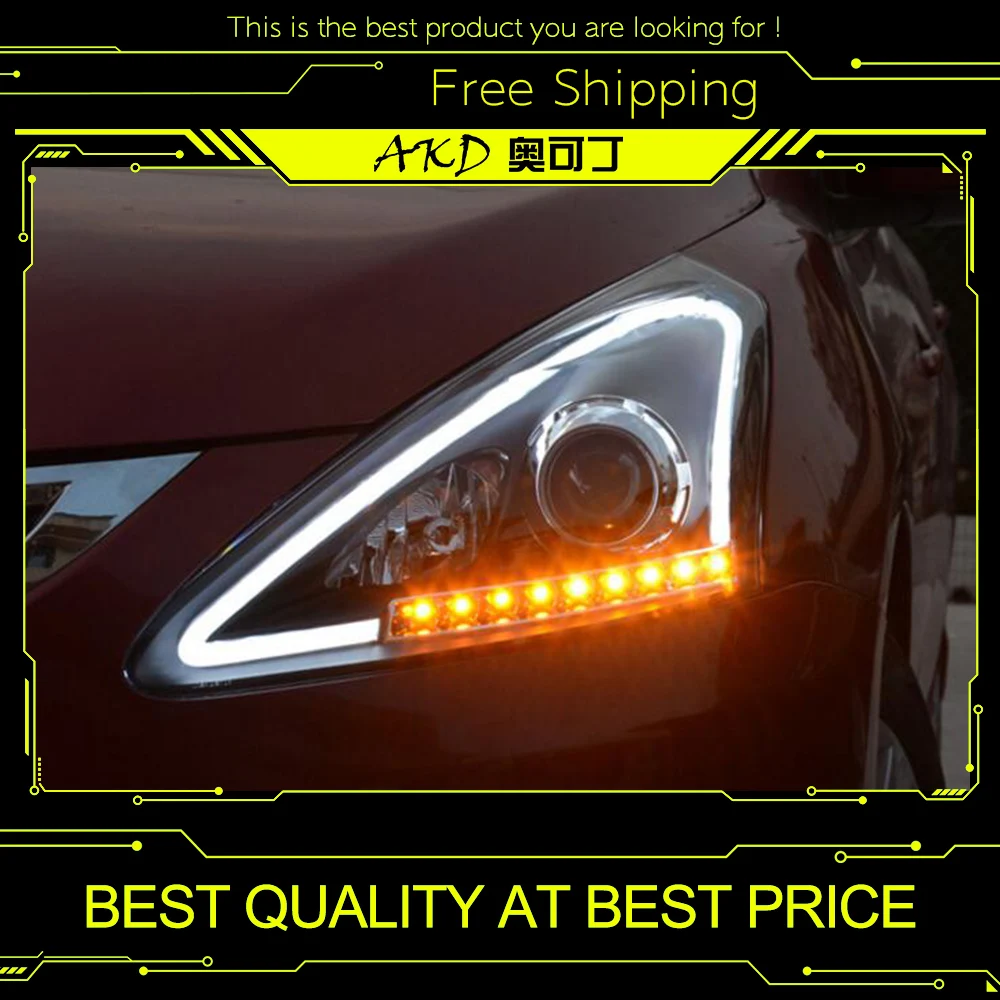 AKD Car Styling for Nissan Tiida Headlights 2012 2015 New Tiida LED