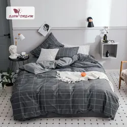 Slowdream простой стиль постельное белье геометрия набор пододеяльников для пуховых одеял Fitthed простыни 100% хлопок ткань эластичный простыни