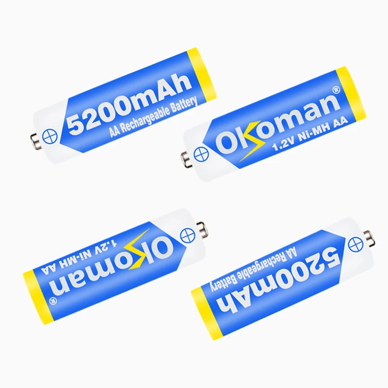 4 20 шт. Okoman 1 2 V 5200mAh NI MH AA предварительно заряженные аккумуляторные батареи