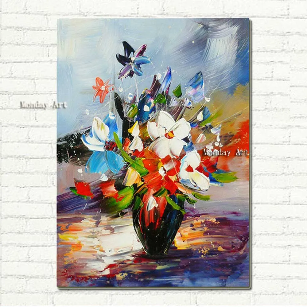 Vase-of-Colorful-Flowers-Hand-Painted-Textured-Palette-Knife-Abstract-Floral-Art-Oil-Painting-On-Canvas11