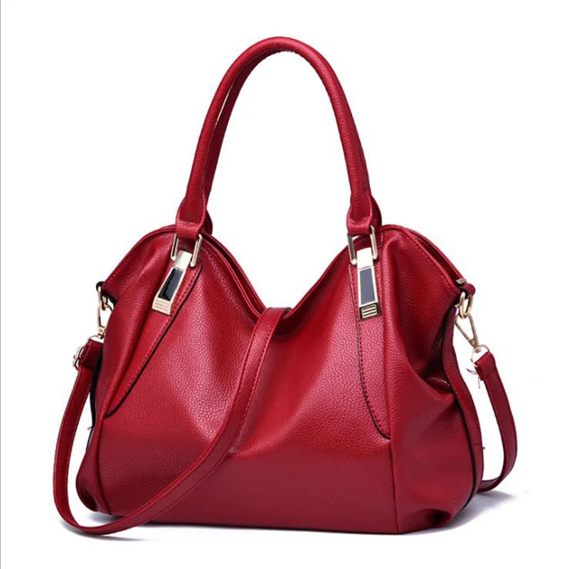 

New Fashion 2018 woman shoulder bags big size tote for girls Ladies leather messenger handbags casual cross body Office bag red
