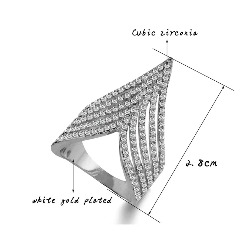 Women's Luxury Design Full Cubic Zirconia Statement Jewelry - Silver or Gold "V" Bling Ring - I Love Fashion 365 - Zovasa