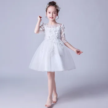 

2020 Formal Girls Dress Holiday O-Neck Princess Flower Girl Vestido for Party Girl Clothes 3 4 6 8 10 12 14 Years RKF194010