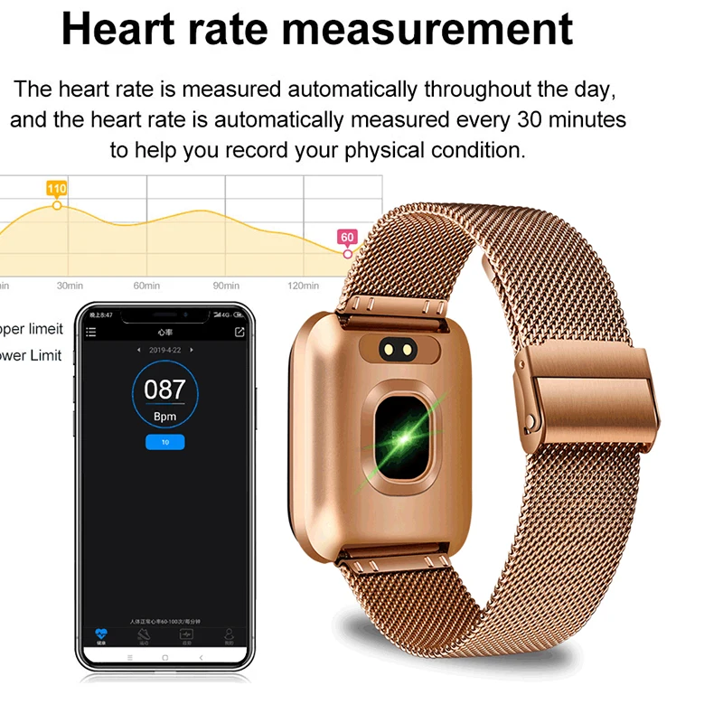 2019 New Smart Bracelet Blood Pressure Monitor Heart Rate Fitness Tracker Waterproof Sport Smart Band Pedometer For Android IOS