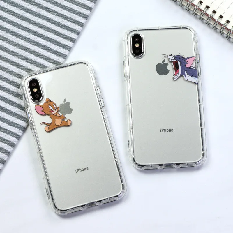 

Silicon Transparent Case For iPhone 8 8plus 7 7 Plus Cases Tom Jerry Case For iphone 6 s 6s Plus X XR XS Max Cases Cover Coque
