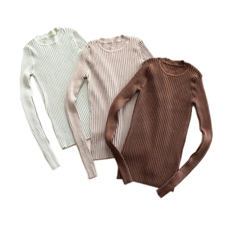 Women Basic Tops Long Sleeve Knitwear Rib Pullovers XR C1812