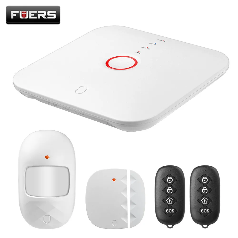 

Fuers One-Touch Calling Smart WI-FI Alarm kit Home Security Alarm Burglar System Code scan Real-time Display Status App Control