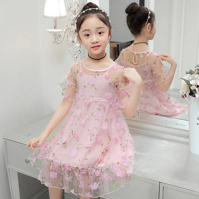 

Summer Girls Flower Dresses Lace Floral Princess Dresses Wedding Birthday Party Dresses for Baby Kids Clothes 6 8 10 12 Years
