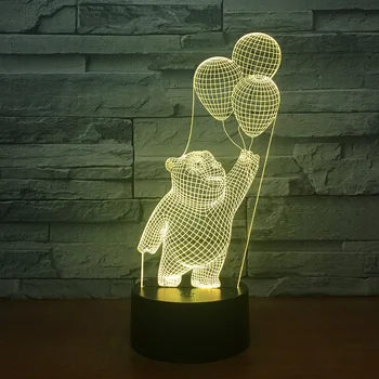 

7 color bear balloon electronic creative products led atmosphere light 3d touch night light 2068