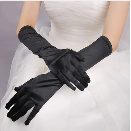 Красные, черные, королевские, синие, длинные, атласные, элегантные, для невесты, для невесты, свадебные перчатки, женские, для пальцев, платья, gants mariage luvas de noi