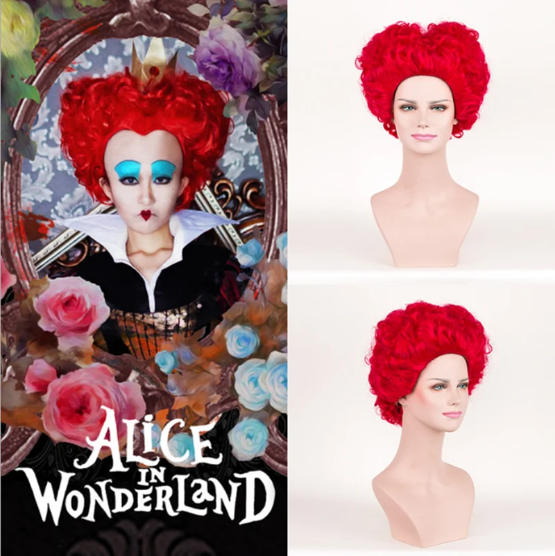 Rosso Nero Parrucca Da Donna Regina Di Cuori Dama Di Cuori