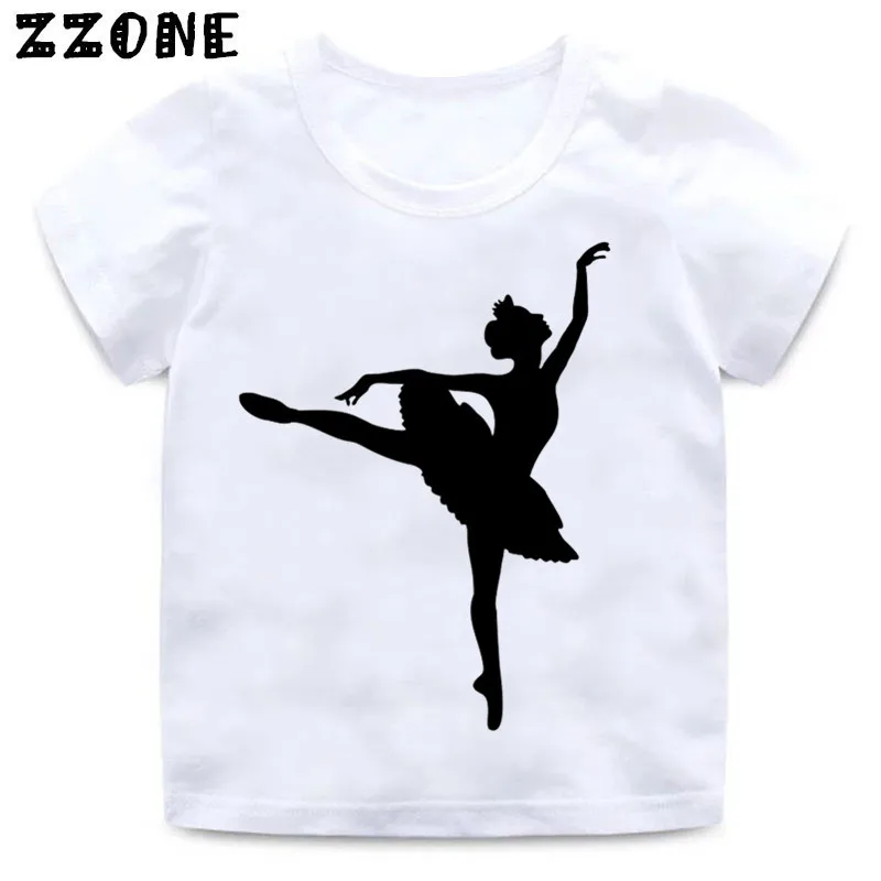 Дизайнерская футболка с надписью «I Love Ballet dancing Girl» для маленьких девочек детская повседневная одежда летняя белая футболка для малышей HKP5191 - Цвет: whiteF