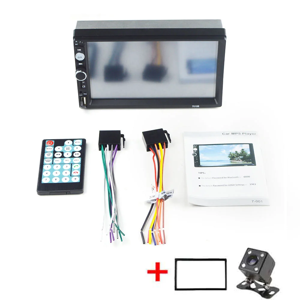 2 din автомагнитола " HD плеер MP5 сенсорный экран цифровой дисплей Bluetooth Мультимедиа USB Авторадио автомобильный резервный монитор oto teypleri - Цвет: frame and camera