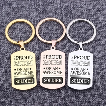 

Jewelry Keytags Proud Mom Of An Awesome Soldier Keychain Mother Gift Dog Tag Pendant Key Rings Piece Tag Mom Present Mommy