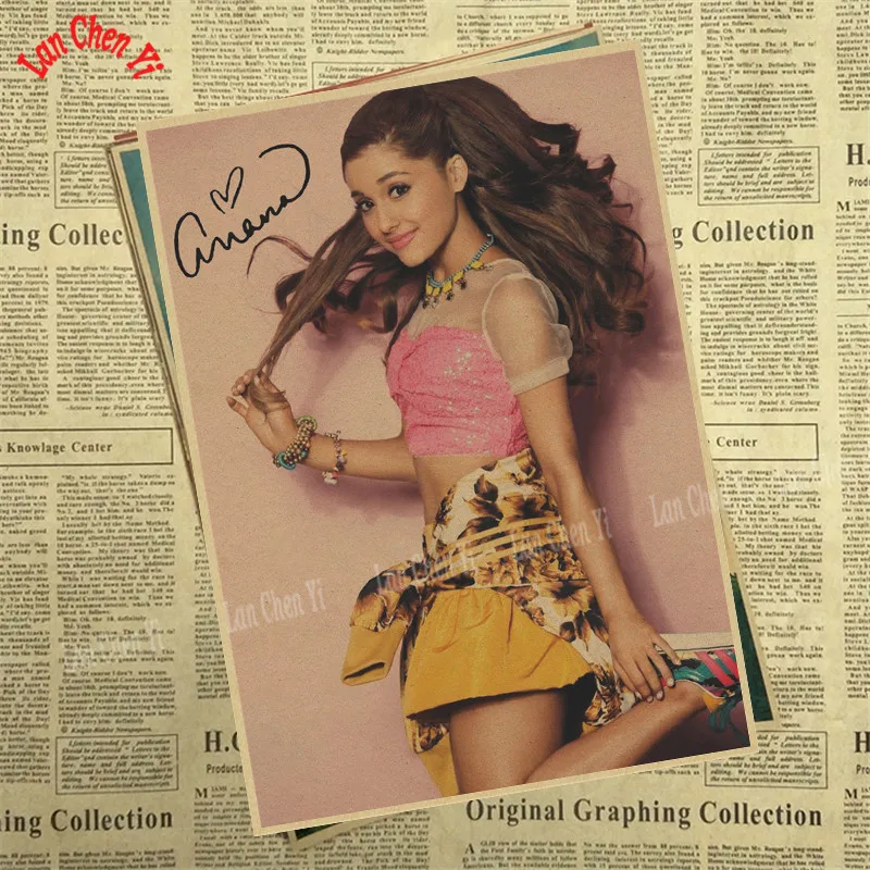 Ariana grande Pop Music Girl Star Kraft Paper Poster Wall Pictures For Living Room Home Decoration Decor