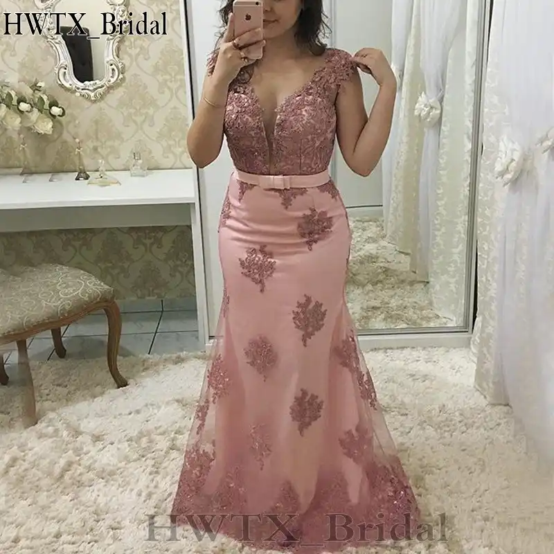 vestido de madrinha rosa chá plus size