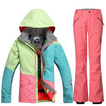 

2018 new Ski suit set women's Snowboard jacket and pants ski suit Women windproof waterproof Women's winter jackets send