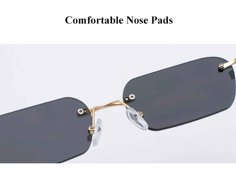 DesolDelos Narrow Sunglasses Men Rimless Summer Red Blue Black Rectangular Sun glasses for Women Small Face Hot Selling