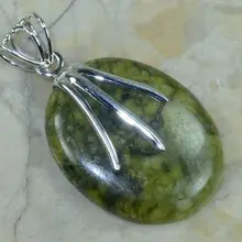 Ручная работа Подлинная океанская яшма подвеска 925 пробы серебро, 45 мм, 10,4 г подарочная коробка