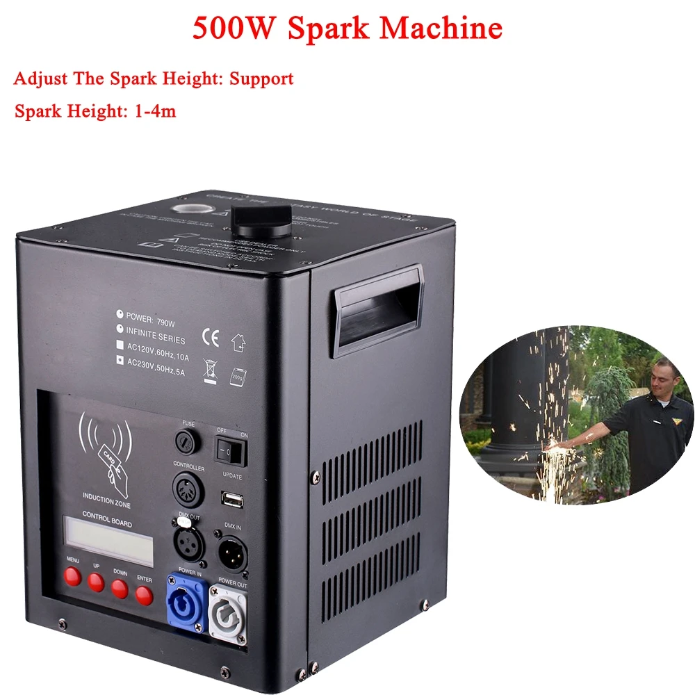 

Newest Stage Dj Equipment 500W Spark Machine Support Spark 1-4M Height Adjust For Wedding Stage disco DJ Cold Firework Machine