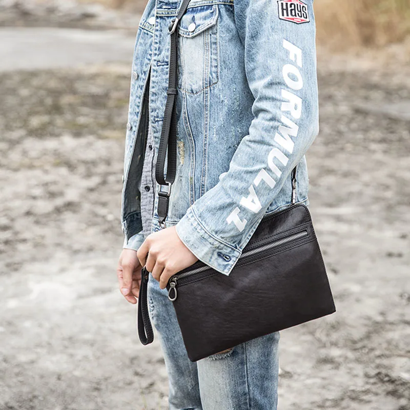 AETOO Men's Handbag Clutch Bag Envelope Men's Leather New Soft Leather Large Capacity Clutch Bag Messenger Bag Shoulder Bag