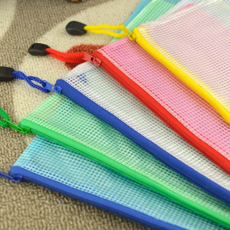 DHL Free Shipping,200PC Waterproof Gridding Zipper Bag Document Pen