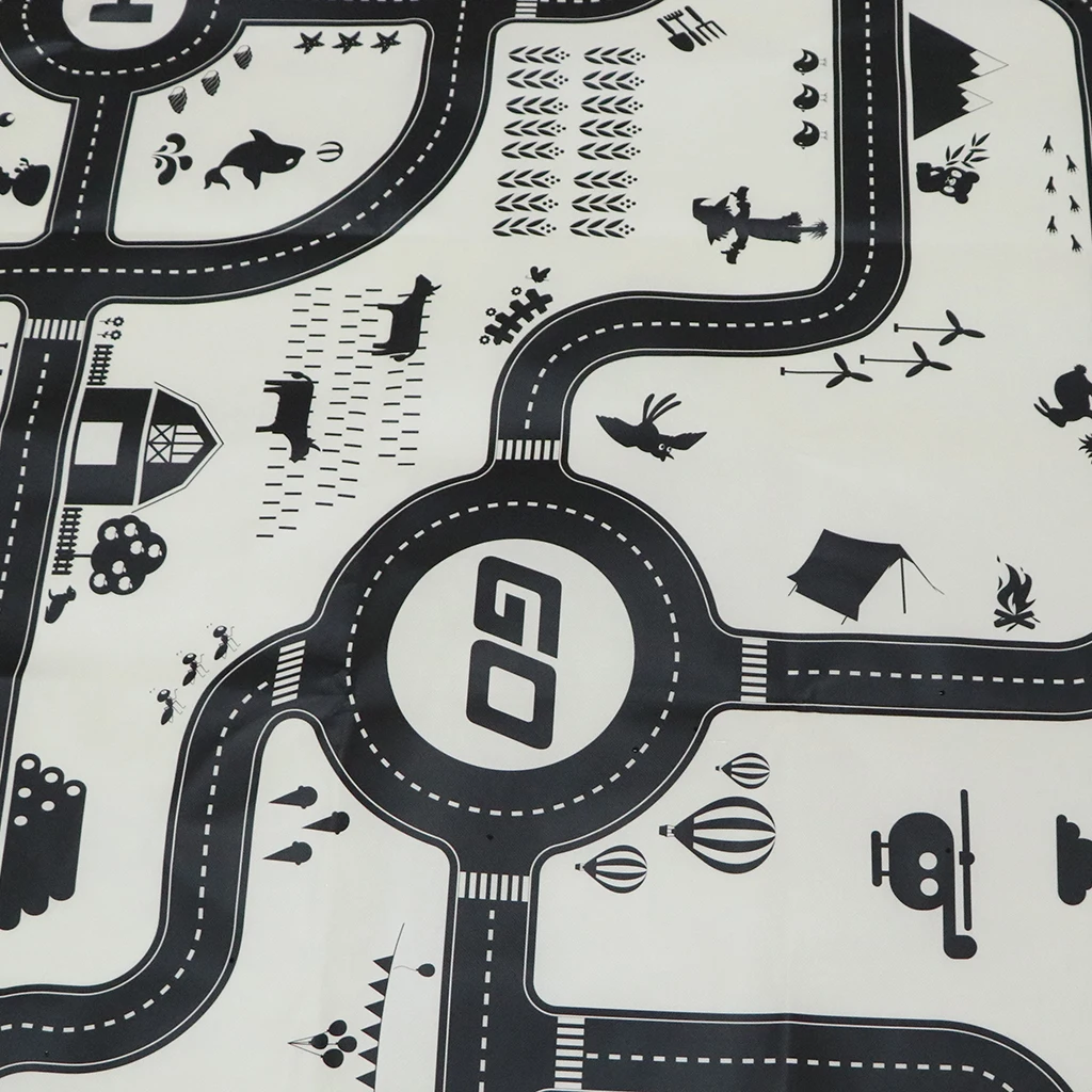 Large City Road Traffic System Playmat Activity Play Mat Carpet Educational Toy for Playing Cars & Train Track Playroom Fun