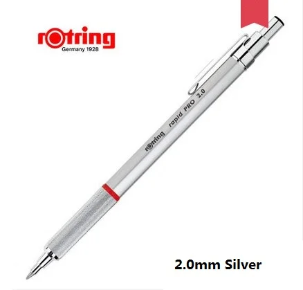 Механический карандаш Rotring Rapid Pro 0,5 мм/0,7 мм/2,0 мм металлический серебристый/черный держатель ручки автоматический карандаш для рисования - Цвет: 2.0mm Silver