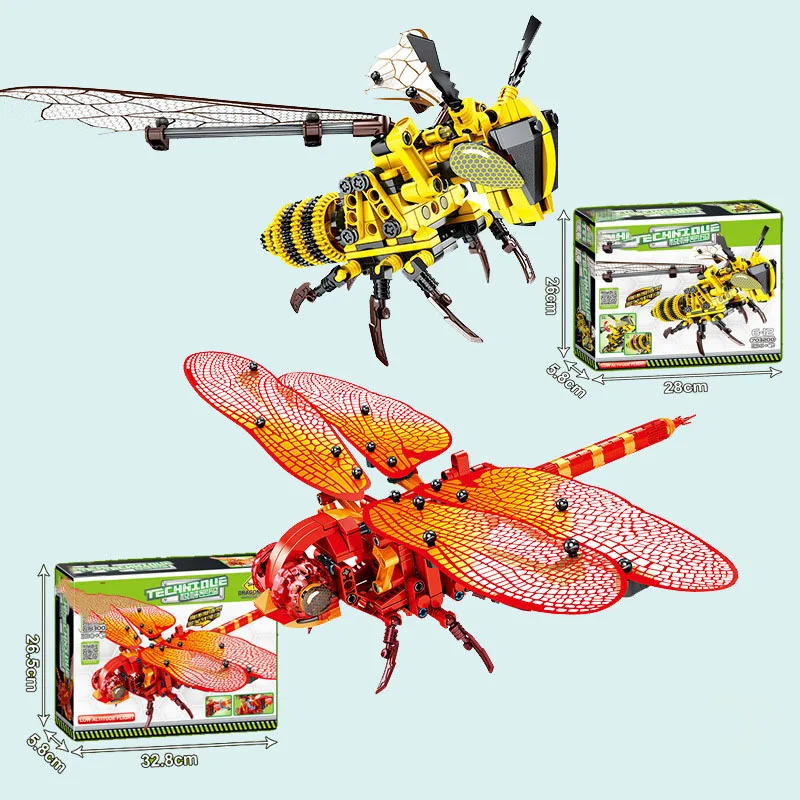 

Dragonfly Puzzle DIY Assembled Simulation Insect Hand Bee Spell Inserted Decompression Clicking Building Blocks toys birthday