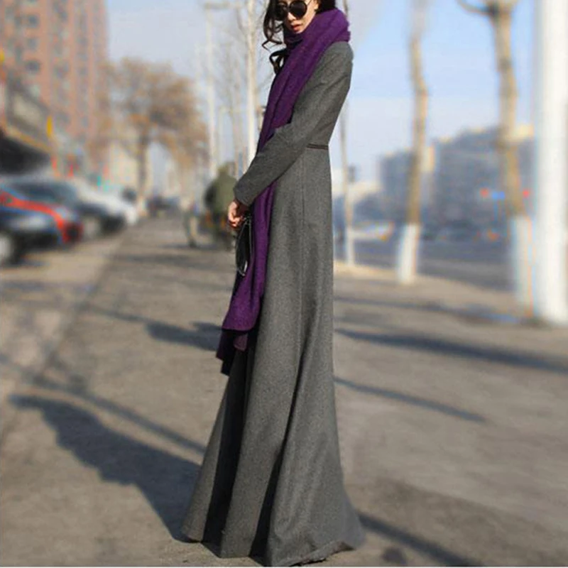 Женское осенне-зимнее шерстяное длинное пальто в европейском и американском стиле, женский плащ, верхняя одежда, манто для женщин