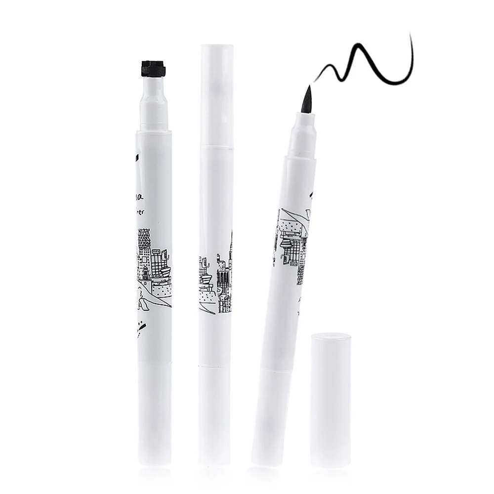 Professional Liquid Eyeliner Pen Beauty Make Up Black Eye Liner Pencil Long Lasting Water-Proof Double Sides Stamp Eyeliner