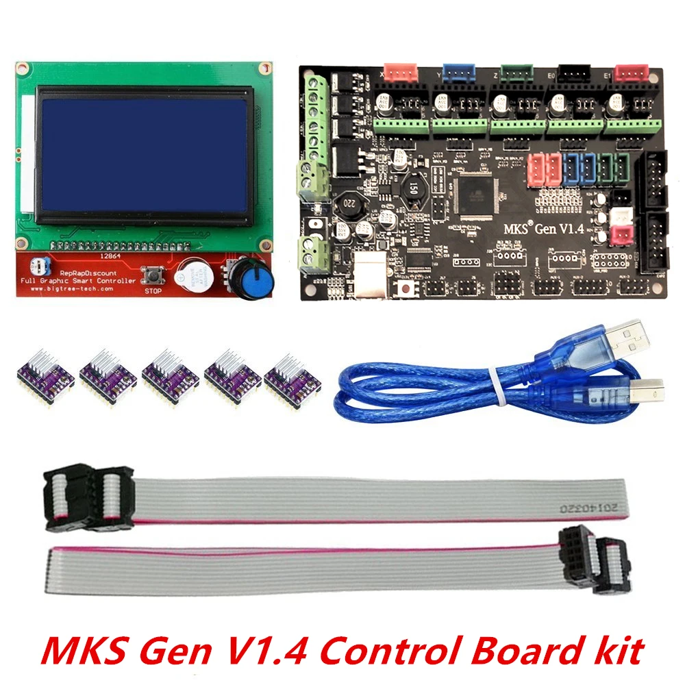 

3D Printer Kit MKS Gen V1.4 with MKS Gen V1.4 RepRap Board + 5PCS DRV8825 Driver + 12864 Graphic LCD