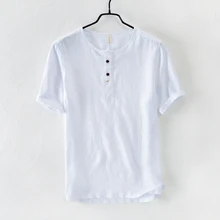 Лен короткого sleevd рубашка Мужская модный бренд мужские рубашки льняная летняя белая рубашка Мужская Удобная Camisa masculina