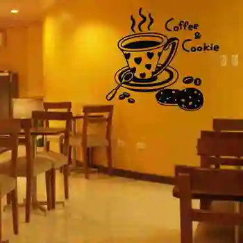 

Coffee Shop Wall Decal Cafes Milk Tea Bakey Cake Wall Art Sticker Decal DIY Home Decoration Mural Decor Coffee Glass Sticker