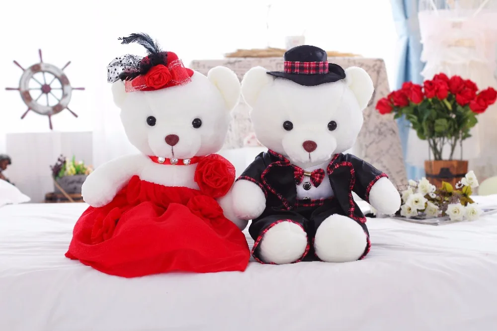 Творческий свадебный подарок Свадебные мишки плюшевые игрушки около 40 см влюбленные мишки Мягкие плюшевые игрушки w1722