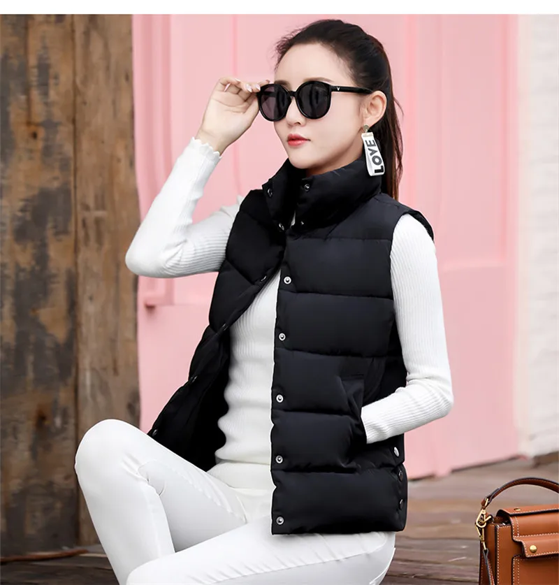Black Осень Зима Veste Femme жилет куртка пальто женские повседневные без рукавов теплые жилеты размера плюс S-5XL Свободный жилет куртка для женщин Q423 - Цвет: Black
