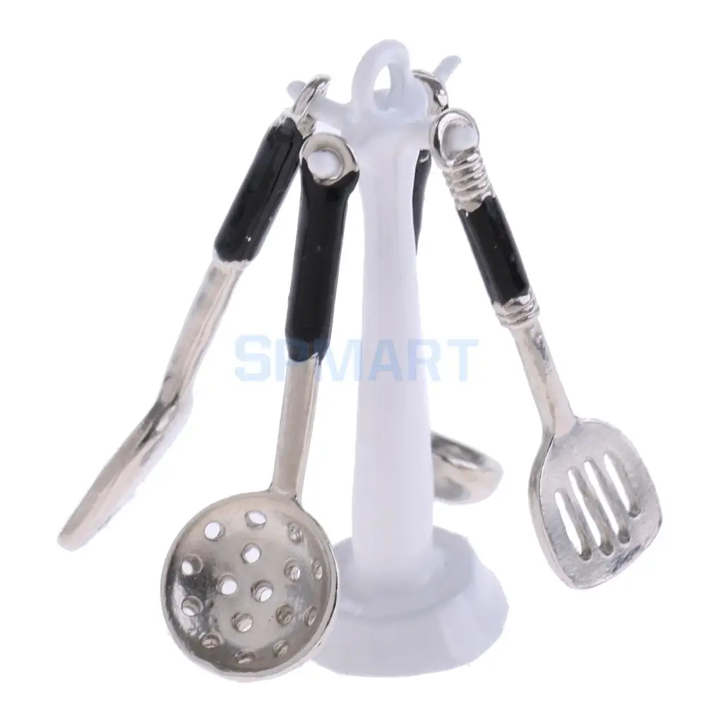1:12 Scale Dollhouse Miniature Toy Kitchen Metal Cooking Utensils Tools Set for 12th Dolls House Decoration Accessories