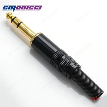 

10pcs-1000pcs Black 6.5 6.35mm Dual Track Microphone Srereo TRS Cinnector Gilt YS202D-BG Plug