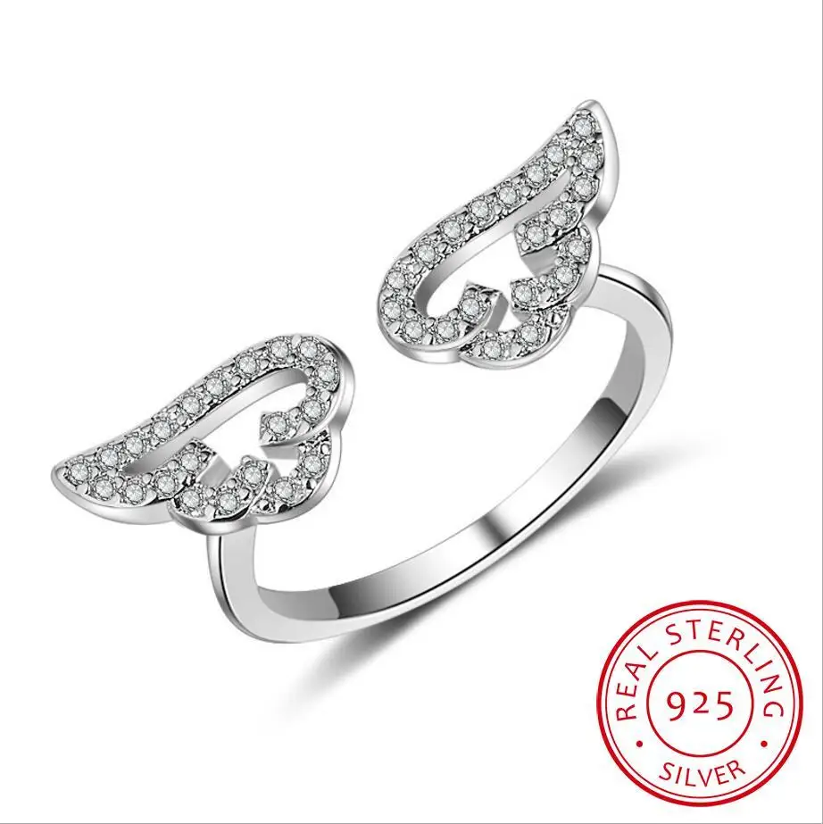 Lovers Angel Wings Ring 925 Sterling Silver Aaaaa Zirconia Engagement Wedding Band Rings For Women Party Jewelry Gift