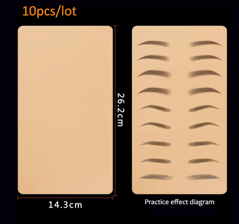 10PCS 14*26cm Permanent Makeup Eyebrow Lips Blank Tattoo Practice Skin Sheet for Needle Machine Supply Kit - Цвет: Синий