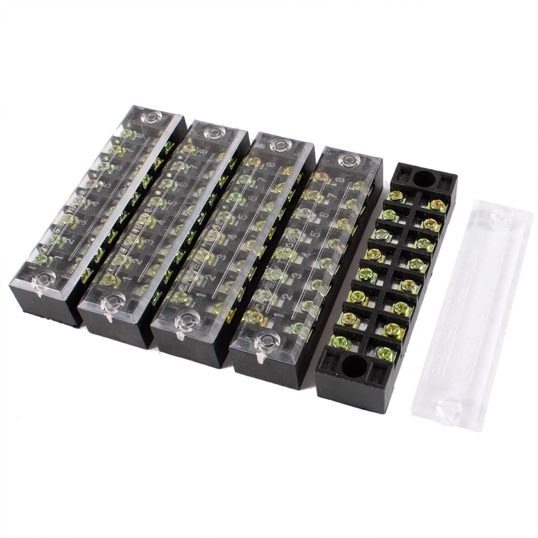 

5 Pcs 8 Positions 8P Dual Rows Covered Barrier Screw Terminal Block