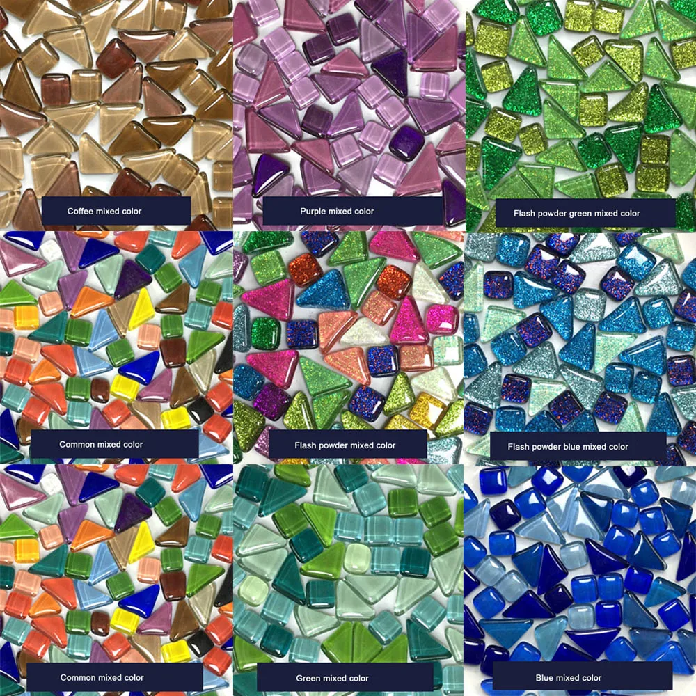 500pcs Beautiful Colored Glass Mosaic Tiles Square Rhombus Clear Glass Mixed Color For DIY 500pcs Beautiful Colored Glass Mosaic Tiles Square Rhombus Clear Glass Mixed Color For DIY